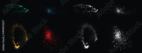 Realistic red blood drip isolated ink grunge blue, green, orange and white splash background set