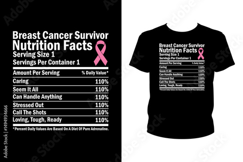 Breast cancer survivor nutrition facts Quotes svg, Cancer Svg, t-shirt design for prints, Cancer t-shirt design cut file