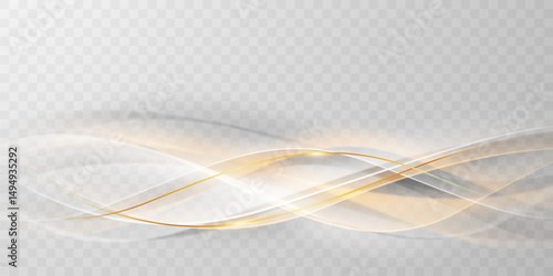 Gray and white watercolor abstract wave background with luxury golden elements vector illustration.