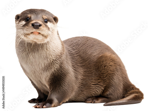 A photo of a otter, isolated  on a white background PNG