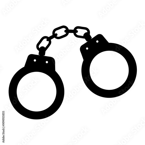Black silhouette of handcuffs, symbolizing law enforcement and criminal justice theme