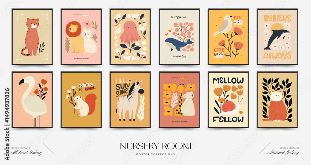 Abstract Childrens Room posters template. Modern trendy Kids minimal style. Hand drawn design for wallpaper, wall decor, print, postcard, cover, template, banner. Abstract Childrens Room posters template. Modern trendy Kids minimal style. Hand drawn design for wallpaper, wall decor, print, postcard, cover, template, banner.