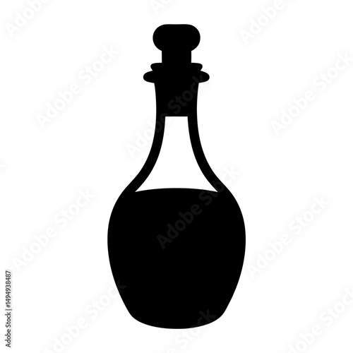 Elegant potion bottle silhouette with stopper for magic or pharmaceutical themes