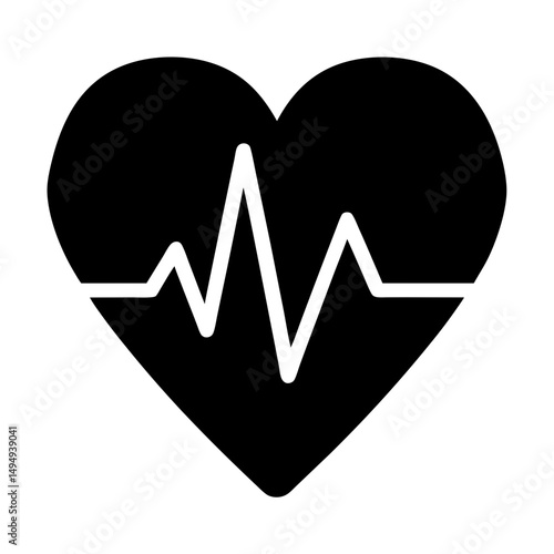 Stylized heart symbol featuring an electrocardiogram representing cardiac activity and health