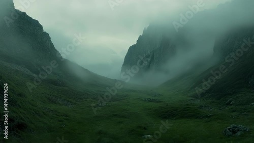 A foggy valley in the scottish highlands