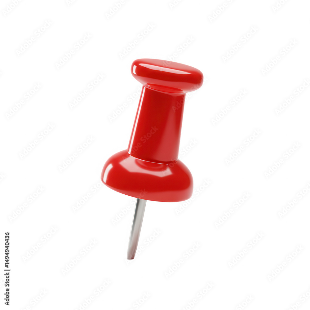 Shiny red push pin close up isolated on transparent background Shiny red push pin close up isolated on transparent background