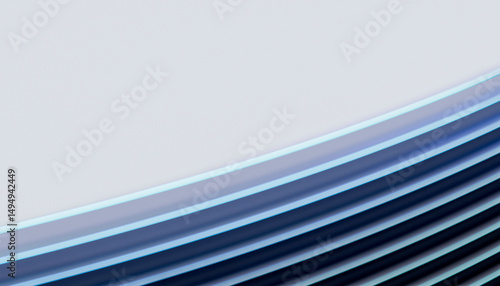 Abstract curved lines with a blue gradient on a light background. Blender 3D illustration