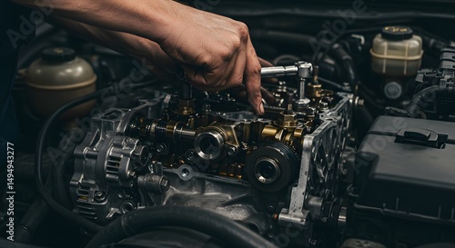 Mekanik Memperbaiki Mesin Mobil di Bengkel