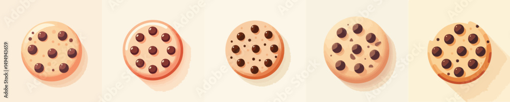 Fototapeta premium Cute Chocolate Chip Cookie Illustration - Cartoon Dessert Icon