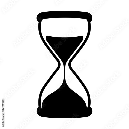 Stylized black and white hourglass icon illustrating the passage of time clearly