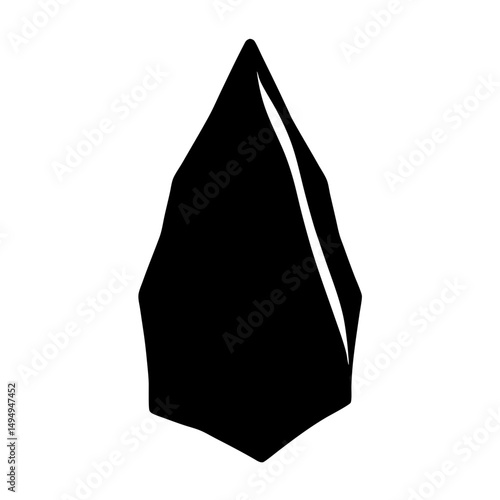 Monochrome Stone Age tool, flint tool, isolated on white background, simple graphics