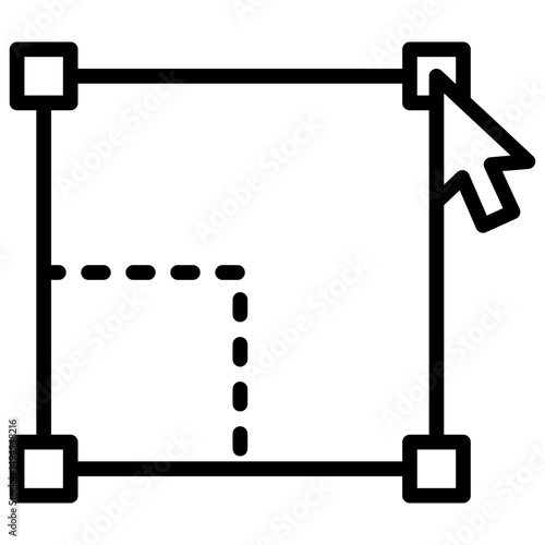 Scalable and Adaptive - Outline Icon - responsive grid with resize cursor, representing flexible business scaling and adaptability