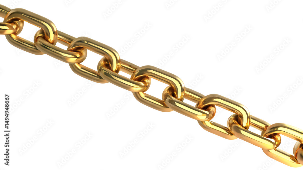 Fototapeta premium gold golden chain breaking horizontal isolated on white background PNG 