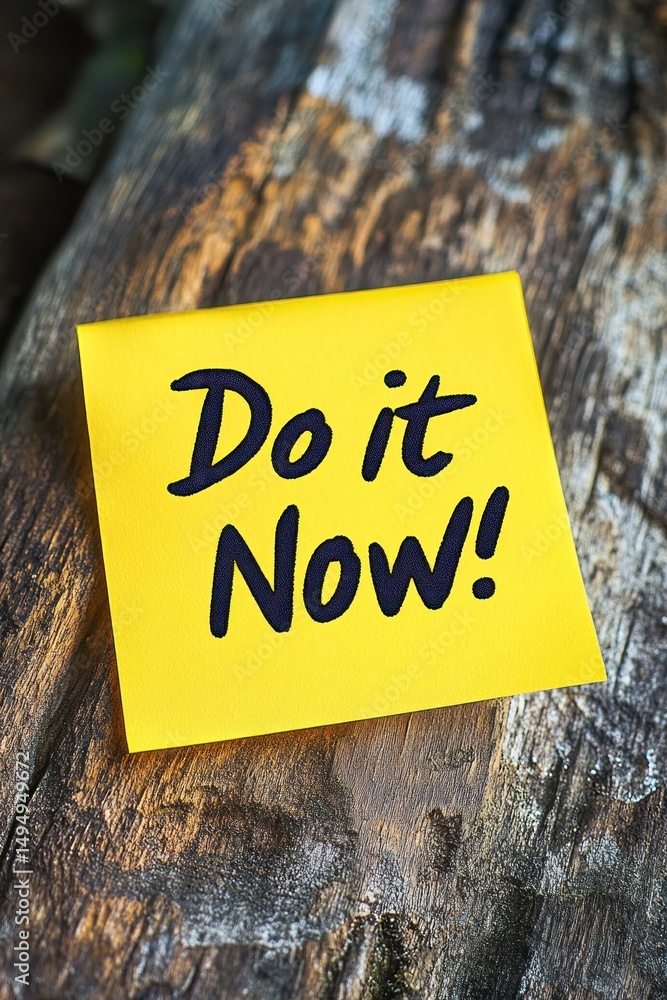Do it now note on wooden surface