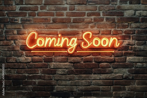 Obraz na płótnie Coming soon neon sign on brick wall w salonie