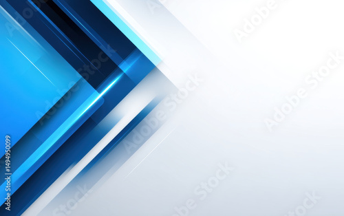 Modern abstract design featuring blue geometric shapes and gradients, creating dynamic and sleek visual effect. This composition evokes sense of technology and innovation