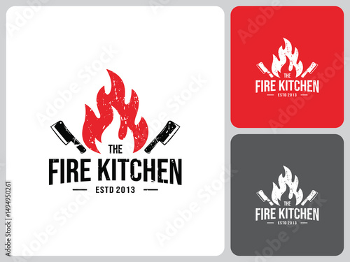 hot kitchen logo vector design