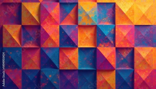 Wallpaper Mural Abstract geometric shapes, vibrant colors, repeating design, gradient, repeat Torontodigital.ca