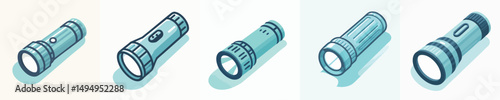 Modern Vector Flashlight Icon – Flat Style Emergency Torch Design
