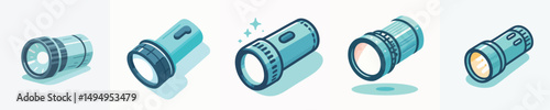 Modern Vector Flashlight Icon – Flat Style Emergency Torch Design