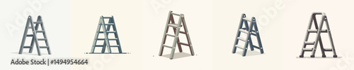 Foldable Step Ladder Vector Illustration – Minimalist Clipart for Construction, Home Renovation, and DIY Projects