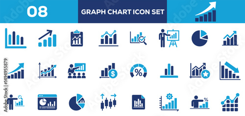 High Quality Chart Graph and Chart icon set. Business graphs and charts icons. Statistics and analytics vector icon. Statistic and data, charts diagrams, money, down or up arrow. Vector illustration