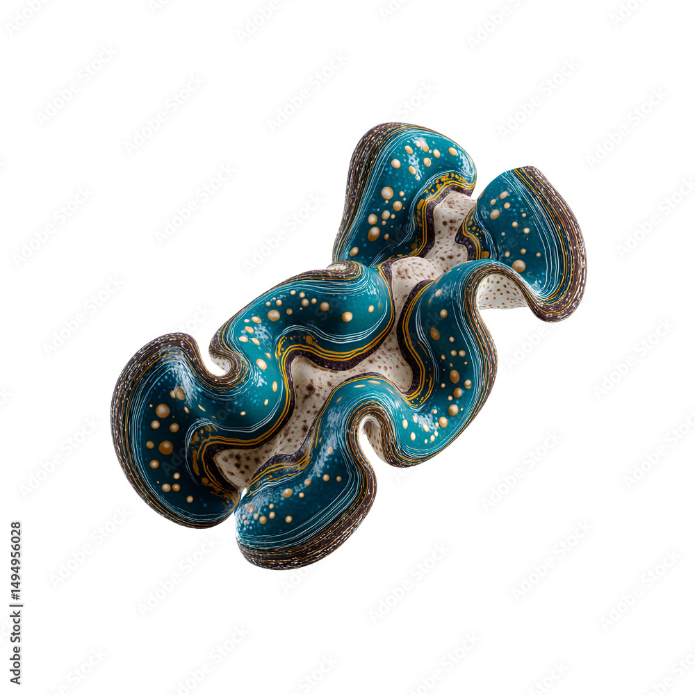 Obraz premium Abstract Teal and Gold Clam Shell Organic Design Element