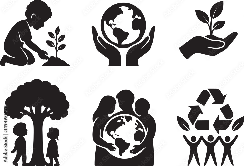 Obraz premium Ecology Vector Icons Set on White Background.