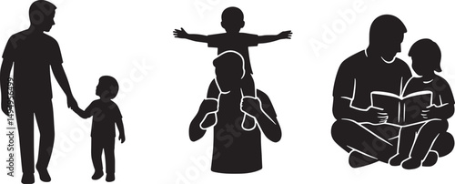 Father and Child Silhouettes Vector Illustration