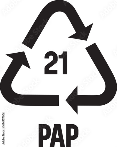 corrugated cardboard recycling symbol pap code 21 close-up eco-friendly sustainable waste concept