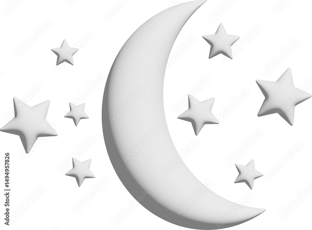 Obraz premium 3d illustration moon and stars