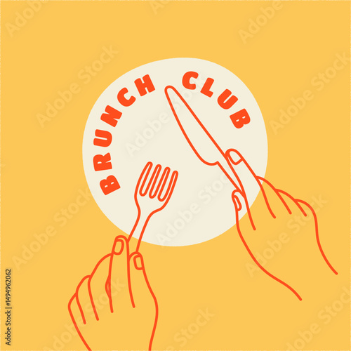 Vector logo design template and graphic elements for advertising, branding, posters and banners, funny cartoon illustrations, prints and stickers, brunch cafe , bakery and coffee shops concepts