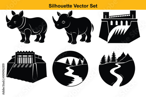Vector silhouette set high quality design