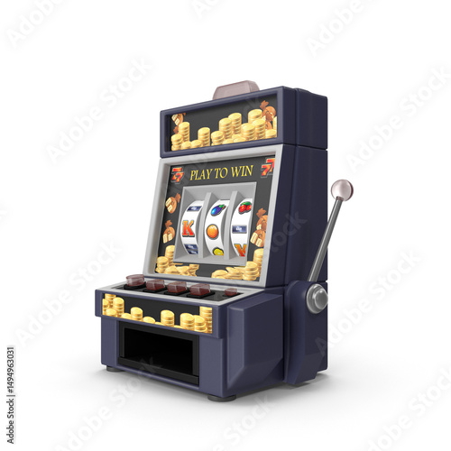 Casino Slot Machine Isolated on White Background