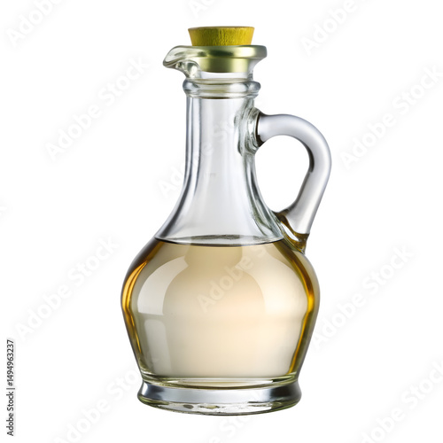 Glass Bottle of Vinegar on White Background