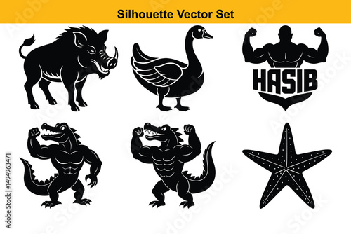 Vector silhouette set high quality design