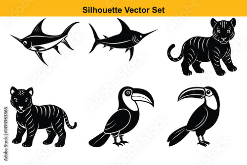 Vector silhouette set high quality design