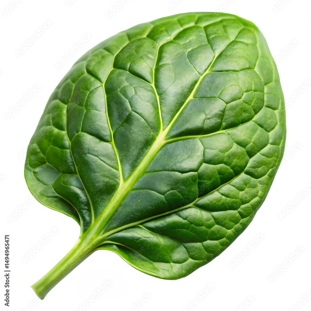 Obraz premium Green Spinach Leaf Isolated on White Background