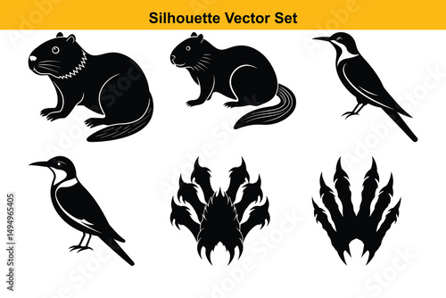 Vector silhouette set high quality design