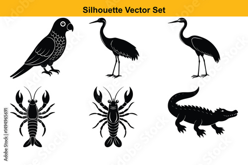 Vector silhouette set high quality design