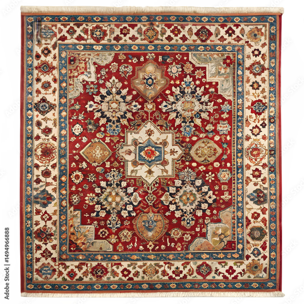 Handwoven Wool Rug Isolated on White Background Handwoven Wool Rug Isolated on White Background