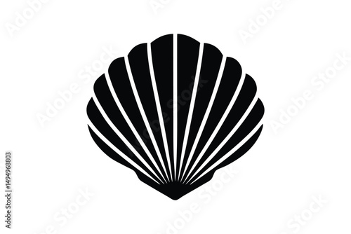 Silhouette art illustration of a seashell with radial lines.eps