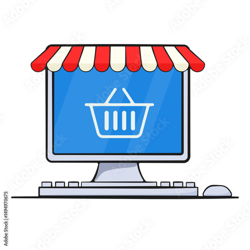 Online Shopping – E-commerce Storefront on Computer Screen