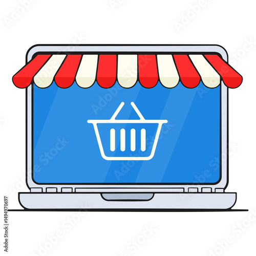 Online Shopping – E-commerce Storefront on Laptop Screen