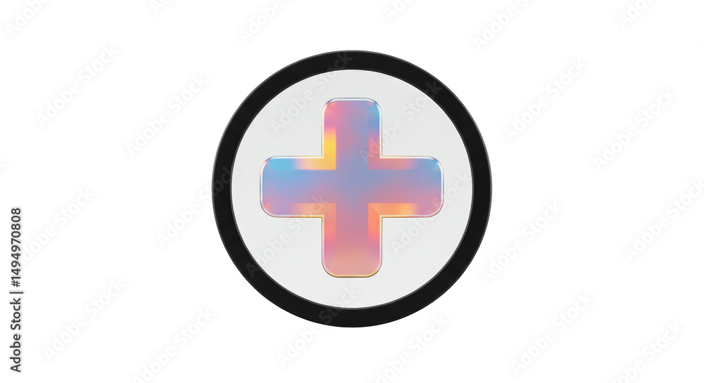 Obraz premium Isolated Plus Sign in Circle Iridescent