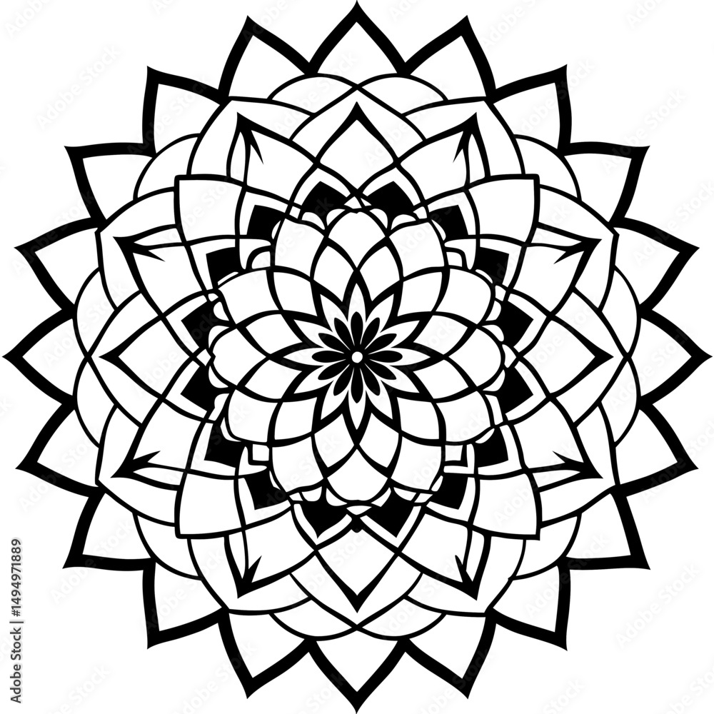 Obraz premium black and white flower mandala