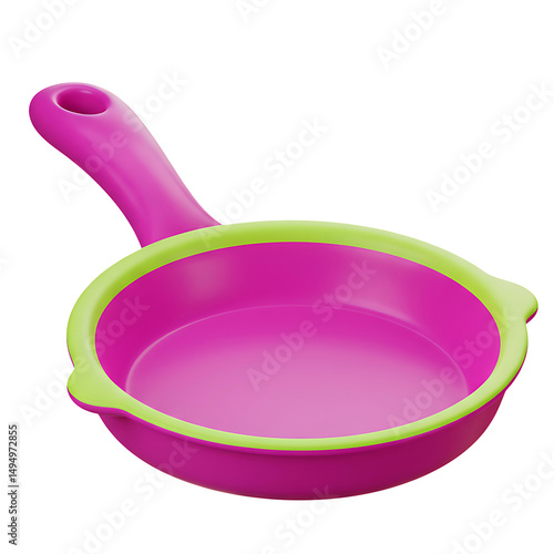 Bright Pink and Lime Green Plastic Frying Pan Toy