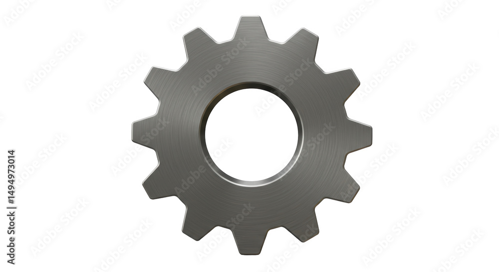 Isolated Simple Silver Gear Isolated Simple Silver Gear