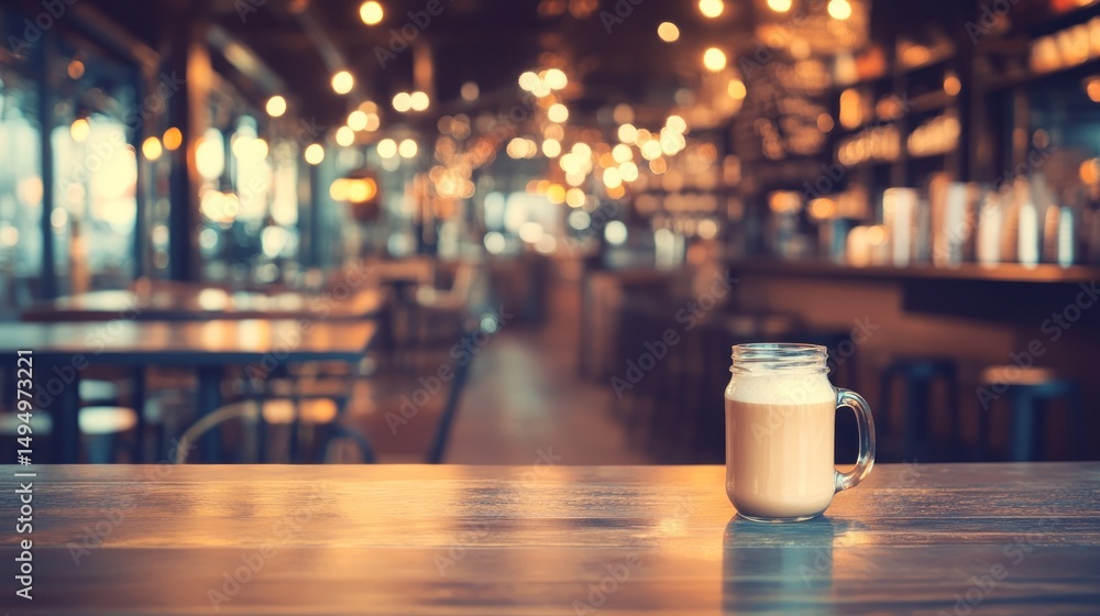 Warm Latte in Cozy Cafe Ambiance Warm Latte in Cozy Cafe Ambiance