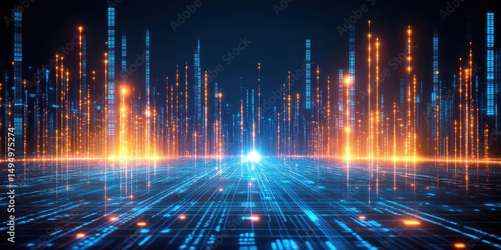 Futuristic city of glowing data streams Futuristic city of glowing data streams